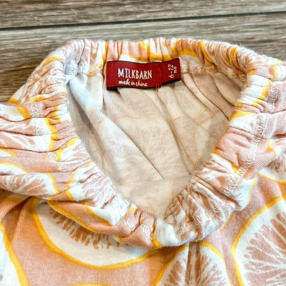 Milkbarn Grapefruit Organic Cotton Long Sleeve Dress Size 6-12M